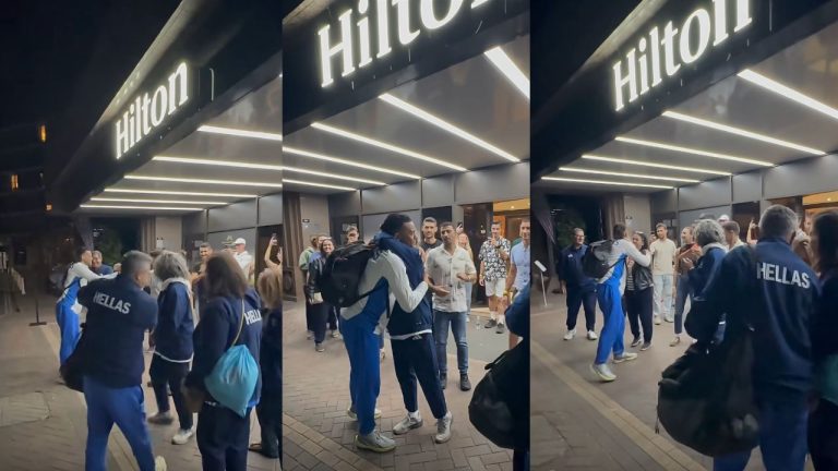 Αποθέωση για τον Καραλή στο ξενοδοχείο της ελληνικής αποστολής: «Πάμε να τα πιούμε!» (video)